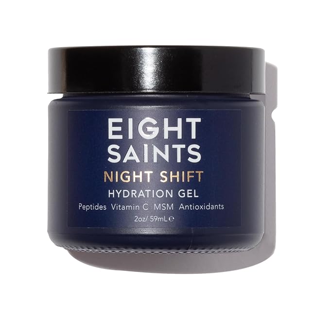 Eight Saints Night Shift Anti-Aging Gel Face Moisturizer, Anti Wrinkle Night Cream Gel For Face To Reduce Fine Lines and Wrinkles, with Peptides, Vitamin C, and Aloe Vera, 2 Ounces