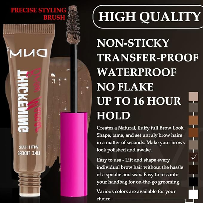 Tinted Thickening Brow Gel Brown Mascara,Tinted Eyebrow Gel,Waterproof, Transfer-proof, Brush to Fill in Eyebrows and Cover Gray Hairs - Cruelty Free (1pc 06 Brunette)