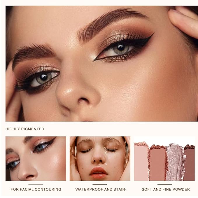 Mivota Warm Brown Nude Eyeshadow Palette 5 Colors Peach Pink Shimmer and Matte Brown Highly Pigmented Long Lasting Blendable Bronze Neutral Eyeshadow for Natural Daily Makeup, 4#