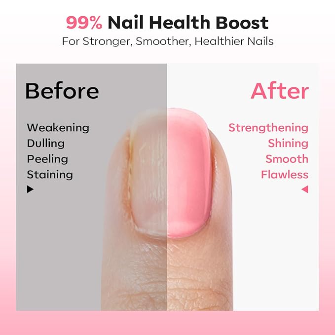 modelones Nail Strengthener,Light Pink Nail Polish Low Odor Nail Hardener Extra Strong and Growth Nail Repair for Damaged Thin Brittle Nails Care Natural Concealer 15 ML