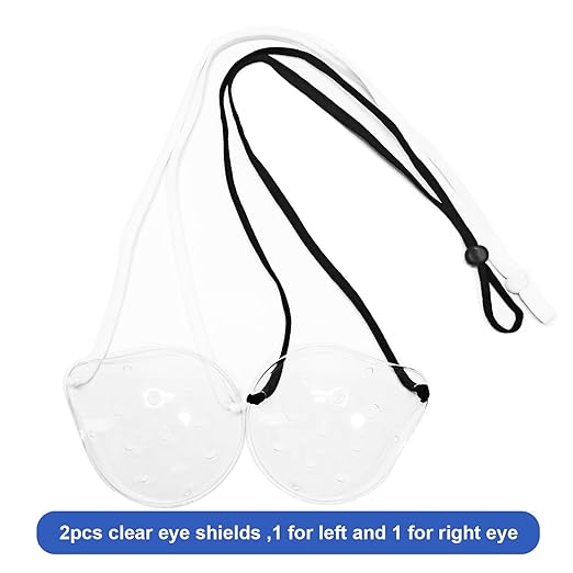 AMZVIO 2Pcs Eye Shield After Cataract Surgery,Clear Eye Protector with Adjustable Strap, Medical Eye Patches for Adults, Plastic Hard Protection Cover for Sleeping After Surgery (1 Black+1 White)