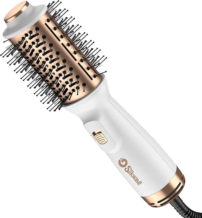 Hair Dryer Brush Blow Dryer Brush 4 in 1, 2 Inch Hot Air Brush for Hair Drying & Styling | Ionic Oval Barrel for Smooth, Frizz-Free Volume Blowout, Dual Voltage Travel Hair Dryer Brush (White)
