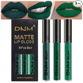 evpct 3Pcs Dark Deep Forest Green Shimmer Matte Liquid Lipstick Lip Stain Sets for Women Matte+Lipstick Long Lasting Waterproof Permanent 24 Hours Magic Lipstick 24 Hours original, Set23