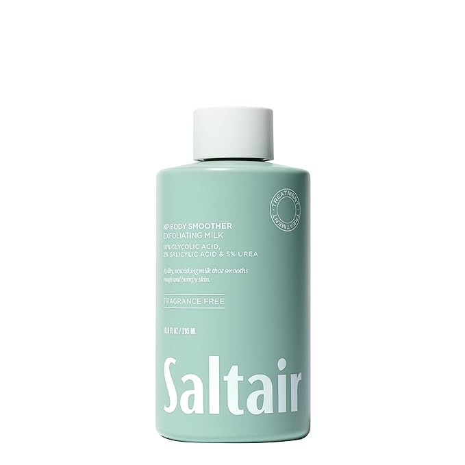 Saltair KP Body Milk – AHA BHA Milky Toner to Visibly Smooth Rough & Bumpy Skin – 10% Glycolic, 2% Salicylic Acid Chemical Body Exfoliator – Softening, Moisturizing Formula with Urea – 10oz
