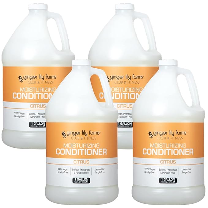 Ginger Lily Farms Club & Fitness Citrus Moisturizing Conditioner, 100% Vegan, Paraben, Sulfate, Phosphate, Gluten & Cruelty-Free, 1 Gallon (Pack of 4 )