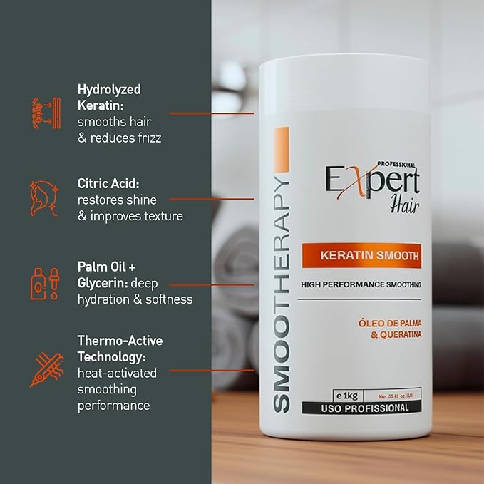 Expert Hair Botox Kit - Anti-Frizz, Thermo-Active, Natural Look, Queratina para El Cabello, 2x 1kg/35.3 oz, For All Hair Types and Textures, Cream, B-tox kit (Smooth + Bio)