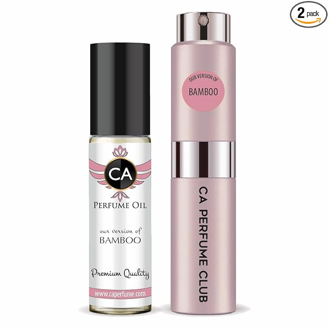 CA Perfume Duo Impression of Bamboo For Women Perfume Layering Set Long Lasting Travel Size EDP + Body Oil Roll-On Bottle 0.27 Fl Oz+0.33 Fl Oz