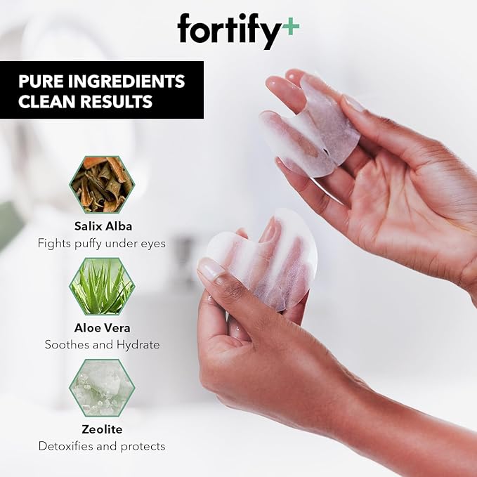 Fortify Skincare Under Eye Patches For Puffy Eyes and Dark Circles - Dermatologist Tested Anti-Aging - Ultra Hydrating, Anti Wrinkle Patches - Natural, Vegan, Clean Beauty, Korean Skin Care - 20 Pairs