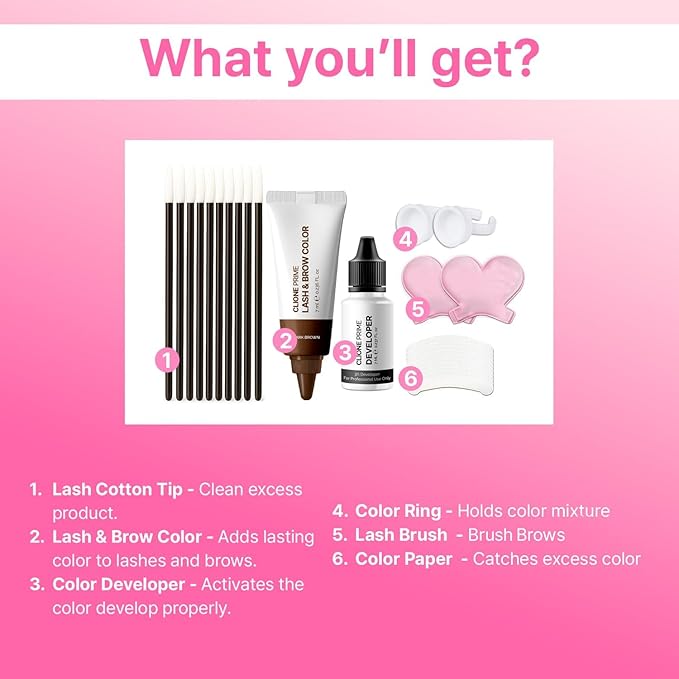 Korean Lash & Brow Color Kit – Temporary Eyelash & Eyebrow Color, Dark Brown, Naturally Fades Within 1-2 Weeks, Gentle Vitamin C Formula