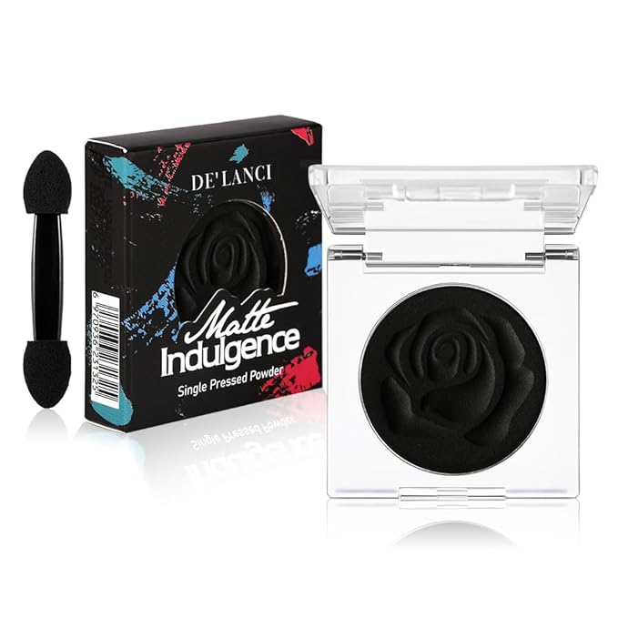 Black Matte Eyeshadow Single with Applicator, High Pigment Long-Lasting Waterproof Matte Black Eye Makeup for Smokey Eyeshadow, Eyeliner, Gothic, Dramatic Looks, and Halloween Costume Makeup