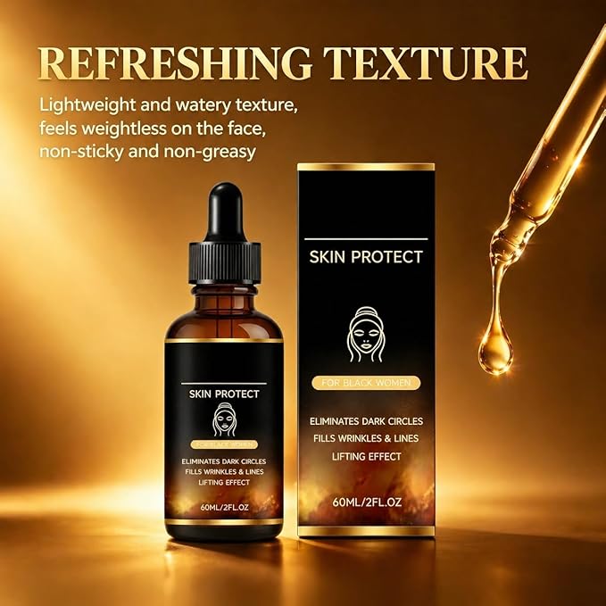 Skin Protect Serum, Anti-Aging Face Serum Hydrates & Firms Melanin-Rich Skin,Targets Stubborn Wrinkles,Fine Lines & Uneven Texture,Lightweight Daily Formula for Black Women & All Skin Types.(1 pack)