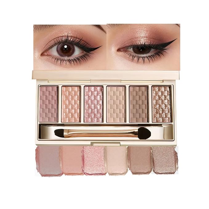Rose Mauve Neutral Nude Eyeshadow Palette–6 Matte&Shimmer Shades, High Pigment Long-Lasting Blendable Eye Shadow Kit for Natural Everyday Makeup, Soft Glam Looks, Mature&Hooded Eyes, Paleta de Sombras