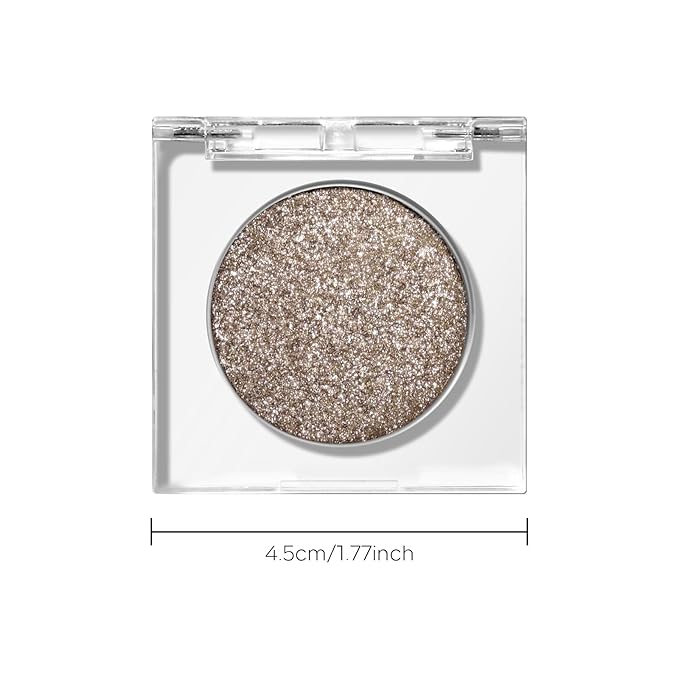 KYDA Single Glitter Eyeshadow, Neutral Brown Champagne Eyeshadow, Lasting Blendable Shimmer Creamy Eyes Shadow, Sparkling Eyes Glitter, Soft Buildable Glossy Color, Wet Look Effect, Brown Cedar