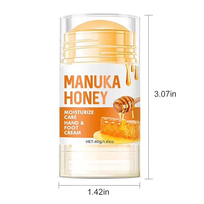 Grospe Honey Foot Balm Stick,Manuka Honey Stick Foot Cream for Dry Cracked Heels and Feet Moisturizing & Exfoliating Care for Dry Cracked Feet Knees and Hands Callus 1.41 Oz