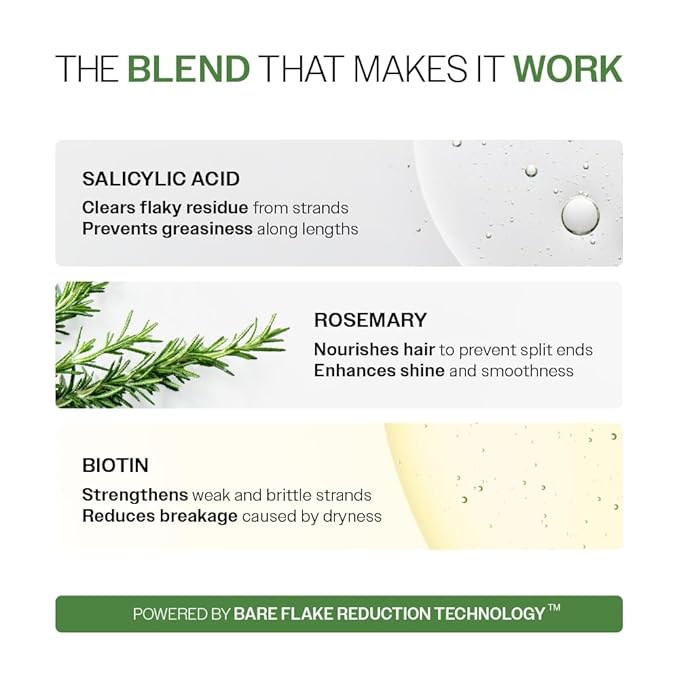 Bare Anatomy Anti-Dandruff Hair Conditioner with Biotin, Salicylic Acid & Rosemary | Removes Flaky Buildup | Moisturizes & Strengthens Hair | Reduces Frizz & Breakage | For All Hair Types | 175gm
