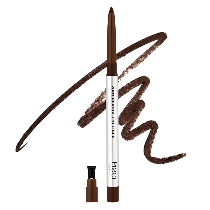 HECI BEAUTY Sharpenable Gel Eyeliner Pencil, Multi-Use Longwear Eyeliner Pencil, Ultra-Smooth Tip Eye Makeup with Up to 24HR Wear, Waterproof & Smudge-Proof - Brown