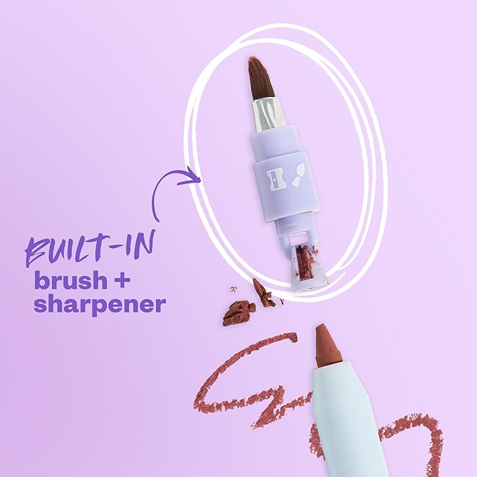 Kosas Hotliner Retractable Lip Liner Pencil with Built-In Brush & Sharpener - Easy Contouring, Hydrating, Long-Lasting - Pigmented Creamy Texture for Plumping Lips - Hyaluronic Acid & Konjac -100