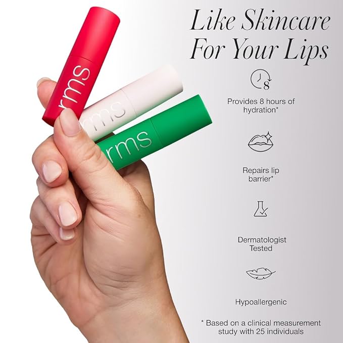 RMS Beauty Legendary Lip Oil Mini Trio – 3-Piece Holiday Set with Exclusive pH-Reactive Shade – 8-Hour Hydration & Barrier Repair – Non-Sticky High-Shine Gloss with Jojoba Oil – 3 Minis