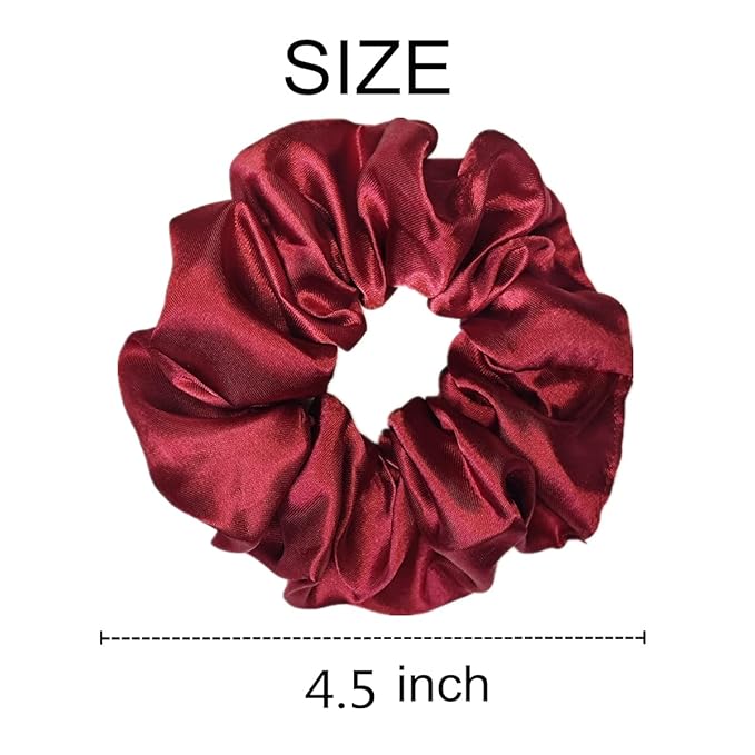 Sufermoe 6 Pcs Satin Silk Hair Scrunchies, 4.5 Inch, Wine Red, Soft Hair Ties, Hair Bands and Ponytail Holders for Women and Girls