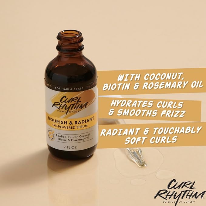 Nourish and Radiant Oil-Powered Serum - Nourishing Hair Oil - Non-Greasy Scalp Care - Hair Serum with Biotin for All Hair Types - 2 oz