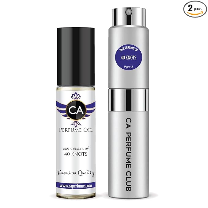 CA Perfume Duo Impression of 40 Knots For Women And Men Perfume Layering Set Long Lasting Travel Size EDP + Body Oil Roll-On Bottle 0.27 Fl Oz+0.33 Fl Oz