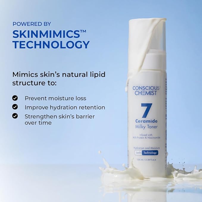 Conscious Chemist® Hydrating Milky Face Toner – 3.4 fl oz (100ml) | with 7 Ceramide Complex & Niacinamide | Soothes, Smooths & Strengthens Skin Barrier | for Glowing Skin | All Skin Types