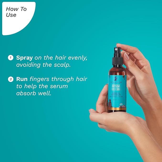 Pilgrim Argan Oil Hair Serum with Camellia & White Lotus | Lightweight Leave-In Serum for Frizz Control, Smooth Shine & Soft Hair | For All Hair Types | 3.38 Fl Oz (100ml)