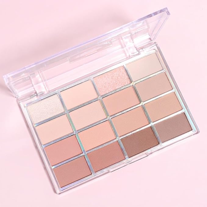 CAKAILA 16Colors Light Beige Coral Brown Basics Matte Eyeshadow Palette,Eye Shadow Travel Makeup Palette all in one Long Lasting Waterproof,Great for Travel Gift Kit