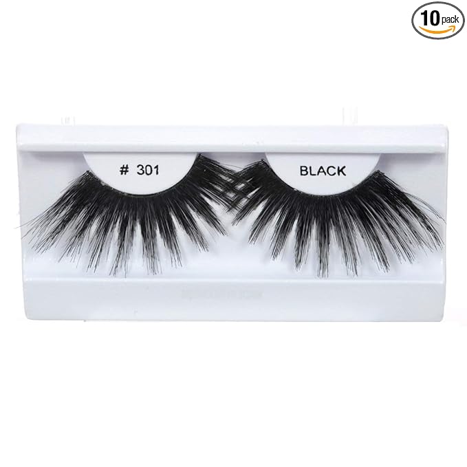 10 Pairs 100% Human Hair False Eyelashes Natural Black # 301