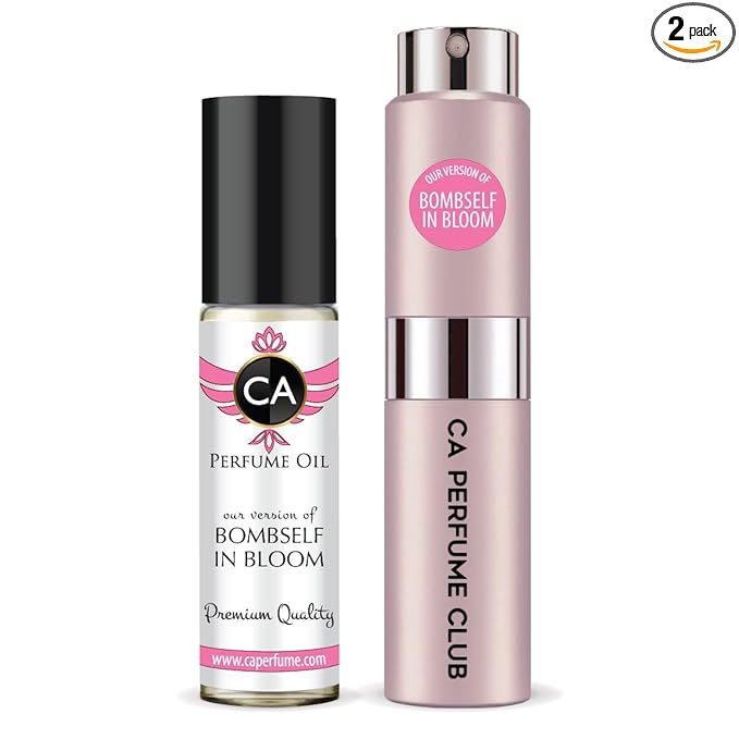 CA Perfume Duo Impression of Bombself In Bloom For Women Perfume Layering Set Long Lasting Travel Size EDP + Body Oil Roll-On Bottle 0.27 Fl Oz+0.33 Fl Oz
