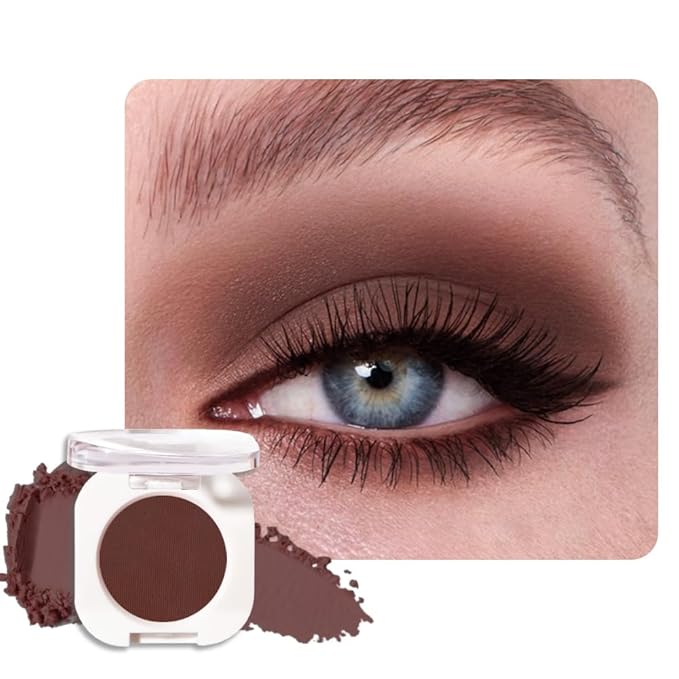 WanTuoluo Coffee Matte Eyeshadow Palette for Women, Single Monochrome Eye Shadow Makeup, Shiny Pressed Powder, Blendable Natural sombras para ojos, Holographic,Vegan,Travel -27