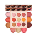 9-Color Warm Eyeshadow Palette–High Pigment Matte Shimmer Glitter Eyeshadow Palette in Orange, Coral, Pink & Brown Shades,Long-Lasting Waterproof, Blendable for Creative & Everyday Looks