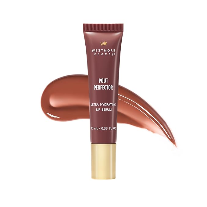 Westmore Beauty Pout Perfector Lip Gloss – Intensely Hydrating Sheer-Tinted Balm with Hyaluronic Acid & Vitamin E – Plumps & Nourishes Dry, Cracked Lips for a High Shine Finish – Rich Toffee, .33 oz