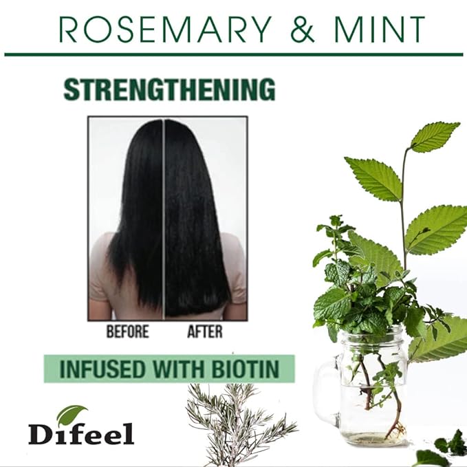 Difeel Rosemary and Mint Premium Hair Oil with Biotin 7.1 oz. - Natural Rosemary Oil for Hair Growth & Biotin