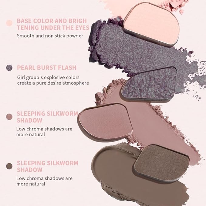 Matte Eyeshadow Palette, 4 Color High Pigment Blendable Eye Shadow Makeup For Older Women, Shimmer Eyeshadow Palette Makeup (03#, Pack of 1)