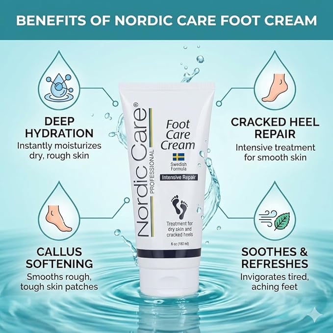 Nordic Care Foot Care Cream Intensive Repair | 10% Urea Treats Severely Dry Feet & Cracked Heels | Noticeable Results In Days