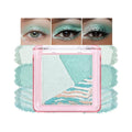 Green Teal Shimmer Baked Eyeshadow Palette, 3 Color High Pigment Blendable Eye Shadow Makeup for Older Women, Travel Mini Palette Suitable for All Eye Shapes, Vegan Cruelty-Free Soft Smokey Look 02#
