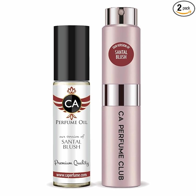 CA Perfume Duo Impression of Santal Blush For Women Perfume Layering Set Long Lasting Travel Size EDP + Body Oil Roll-On Bottle 0.27 Fl Oz+0.33 Fl Oz