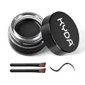 KYDA Black Gel Eyeliner, Lasting Waterproof Cream Eyeliner & Eyebrow Makeup, High Pigment Smudge-proof Formula, Waterline Matte Eye Liner with Brush, Natural Black Brow Pomade Set