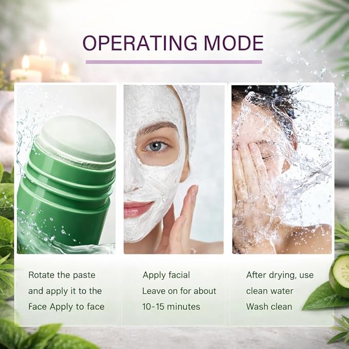 Green Tea Mask Stick for Face, Blackhead Remover Clay Mask, Deep Pore Cleansing Stick, Oil Control Acne Treatment, Moisturizing Detox Face Mask, Pore Minimizing Skincare for Women and Men