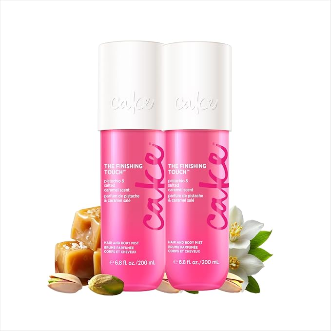 Cake Beauty Hair & Body Mist, The Finishing Touch - Pistachio & Salted Caramel Scent - Infused with Vitamin E & Argan Oil - For All Skin & Hair Types 2 Pack