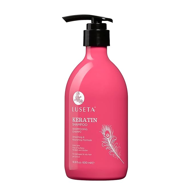 Luseta Keratin Shampoo for Dry Damaged Hair, Smoothing & Nourishing for Color Treated Hair Color Safe Anti Frizz for Men and Women 16.9 Oz