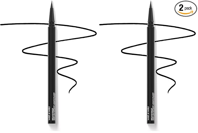wet n wild Mega Last Breakup Proof Liquid Eyeliner - Ultra-Fine Brush, Waterproof, Long-Lasting - Cruelty-Free & Vegan - Ultra Black (Pack of 2)