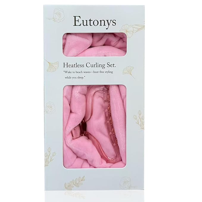 Heatless Velvet Hair Curlers for Long Hair – No Heat Overnight Curling Rod Headband to Sleep In for Heatless Curls with Scrunchies & Clip, Wake Up to Soft Beach Waves (Pink, Pack of 1)