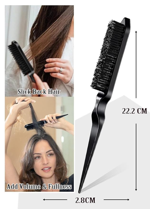 AnWoor 4Pcs Edge Brush Slick Back Hair Stick, Hair Wax Stick for Flyaways, Slick Back Hair Brush for Smoothing Baby Hair, Rat Tail Combs Parting Combs for Braiding Hair, Teasing Brush for Fluffy Hair