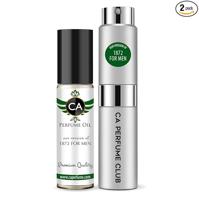 CA Perfume Duo Impression of 1872 For Men Perfume Layering Set Mens Cologne Long Lasting Travel Size EDP + Body Oil Roll-On Bottle 0.27 Fl Oz+0.33 Fl Oz