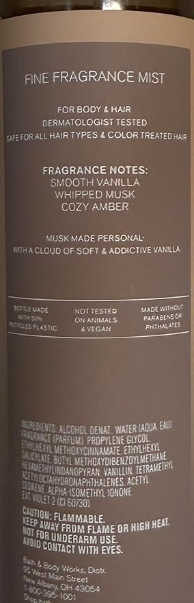 Bath & Body Works Warm Musk Fine Fragrance Mist 8 Ounces