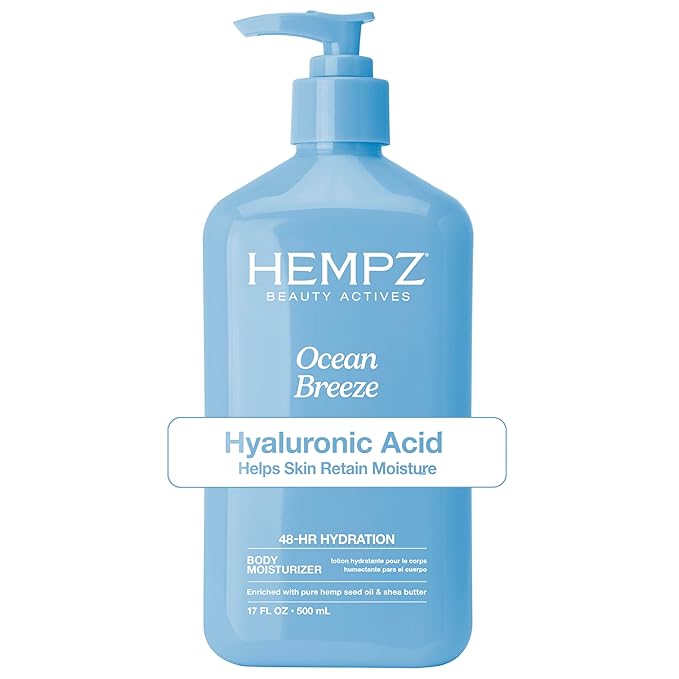 Hempz Body Lotion - Ocean Breeze Limited Edition Daily Moisturizing Cream, Shea Butter, Aloe, Body Moisturizer - Skin Care Products, Hemp Seed Oil - 17 Fl Oz