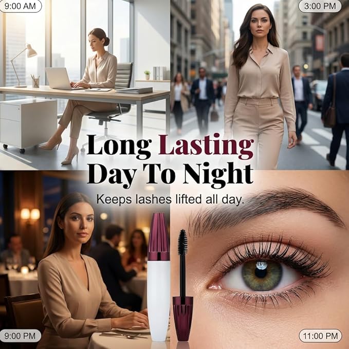 2 PCS 7D Waterproof Volume Mascara, 2026 Upgrade Smudge-Proof Curling & Lengthening Mascara, Long-Lasting Black Mascara Fiber Lashes Thickening Eye Makeup for Defined Curl for Women Girls