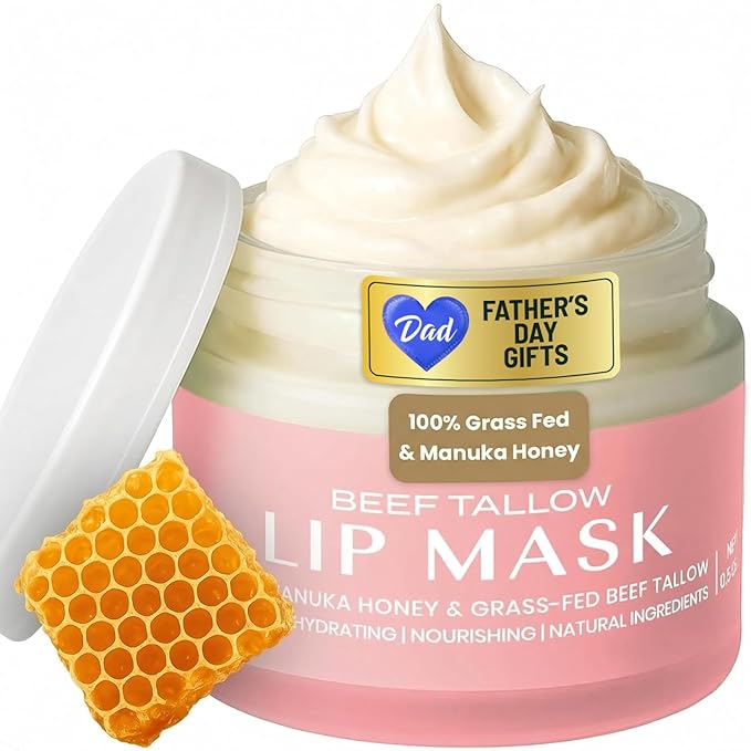 Body Restore Beef Tallow Lip Mask – Fathers Day Gift for Dad from Daughter Son Wife, Overnight Hydrating Lip Treatment, Birthday Gifts for Men, Self Care Spa Gifts, Unscented